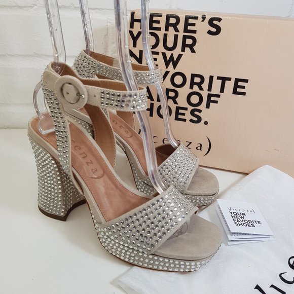 Vicenza Designs Shoes - Vicenza Gem Platform Heels Shoes Sandal UK 4 EU 37 Rhinestone Bling Party *Flaw